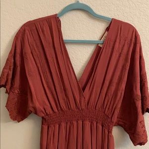 Maroon Embroidered Maxi Dress